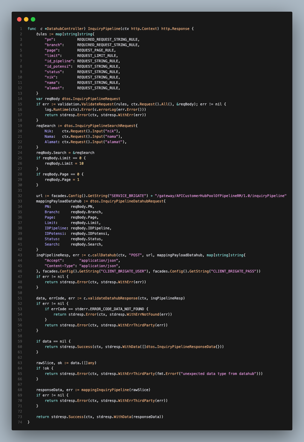 Screenshot sample Clean Code